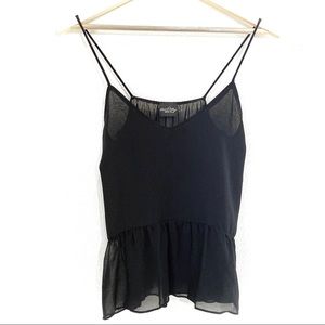 Audrey Black Spaghetti Strap Top Blouse